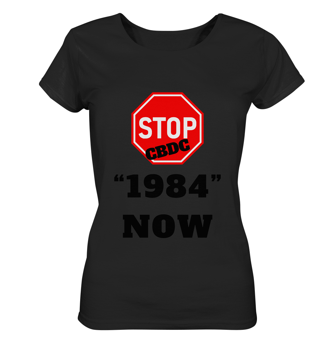 STOP CBDC "1984" NOW - LADIES COLLECTION 21% automat. Rabatt bis zum Halving 2024  - Ladies Organic Basic Shirt