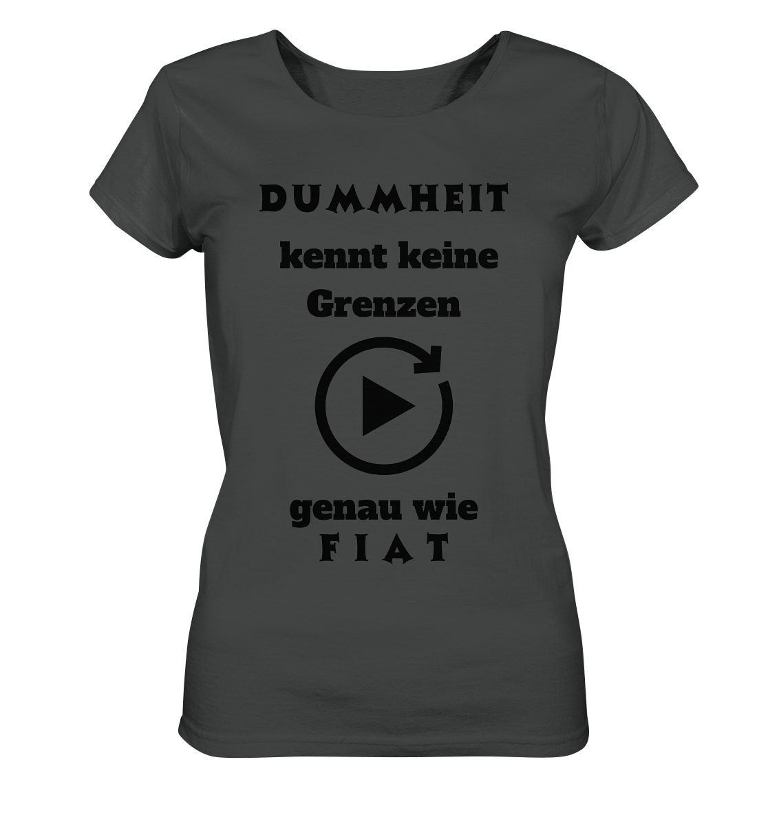DUMMHEIT KENNT KEINE GRENZEN - GENAU WIE FIAT (ENDLOS-PLAYBUTTON) - Ladies Collection 21% Rabatt bis zum Halving 2024) - Ladies Organic Basic Shirt