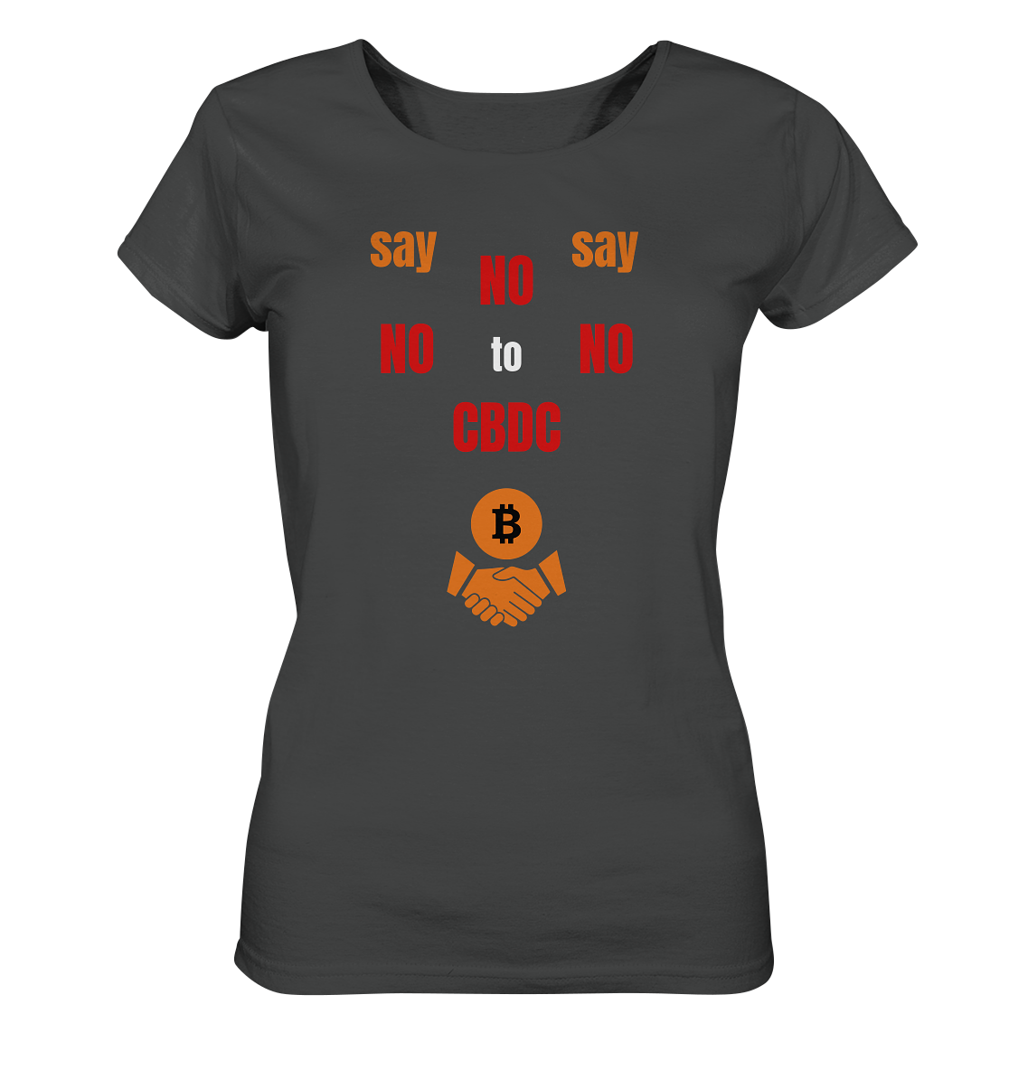 say NO NO NO to CBDC - orange / weiss / rot (Ladies Collection 21% Rabatt bis zum Halving 2024) - Ladies Organic Basic Shirt