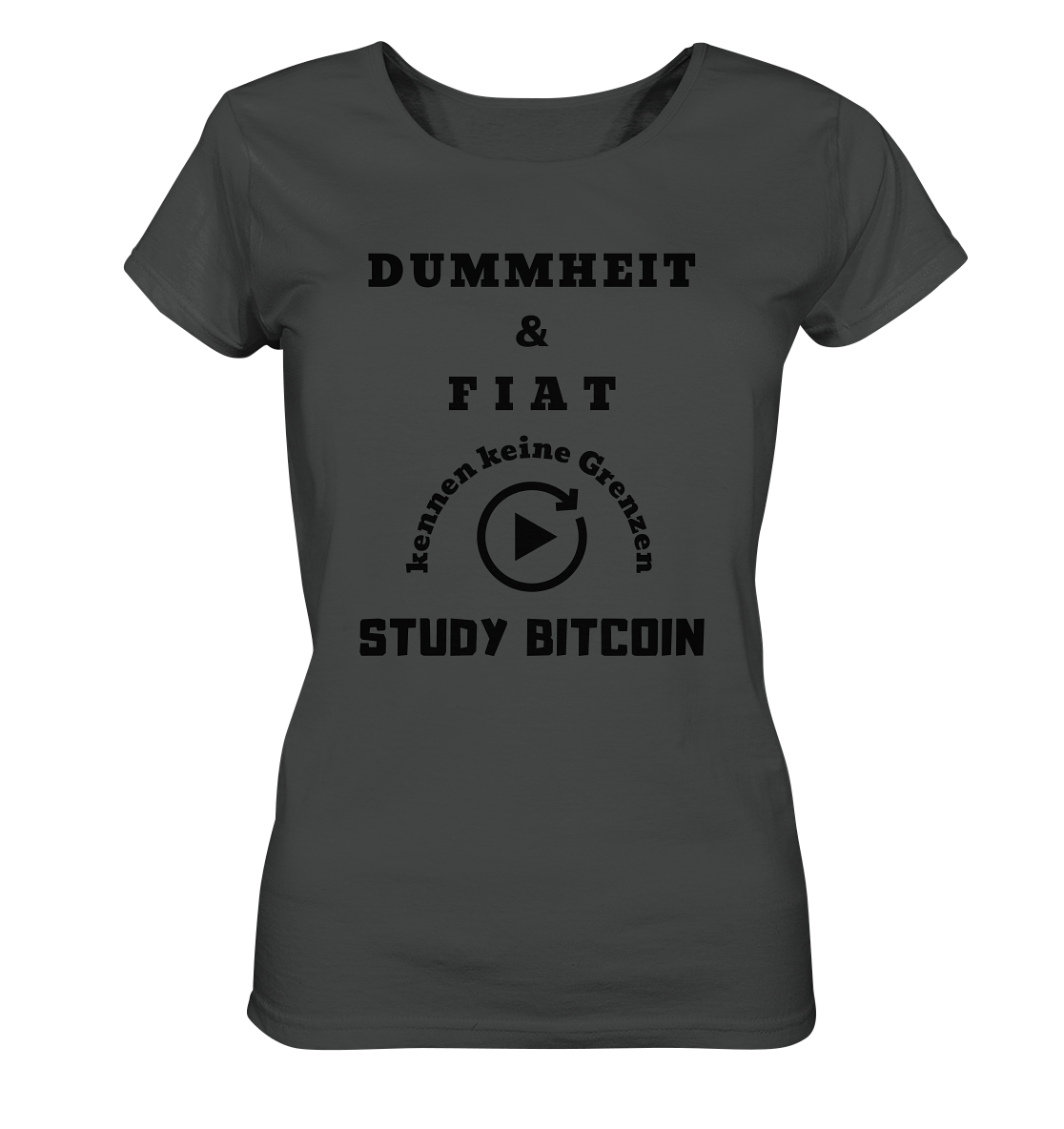 DUMMHEIT UND FIAT KENNEN KEINE GRENZEN - STUDY BITCOIN (ENDLOS-PLAYBUTTON) - Ladies Collection 21% Rabatt bis zum Halving 2024 - Ladies Organic Basic Shirt