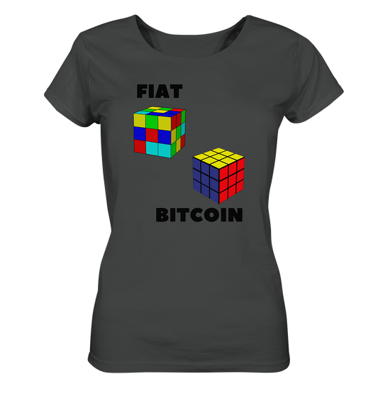 FIAT Cube & BITCOIN Cube - gerade Variante (Ladies Collection 21% Rabatt bis zum Halving 2024)    - Ladies Organic Basic Shirt