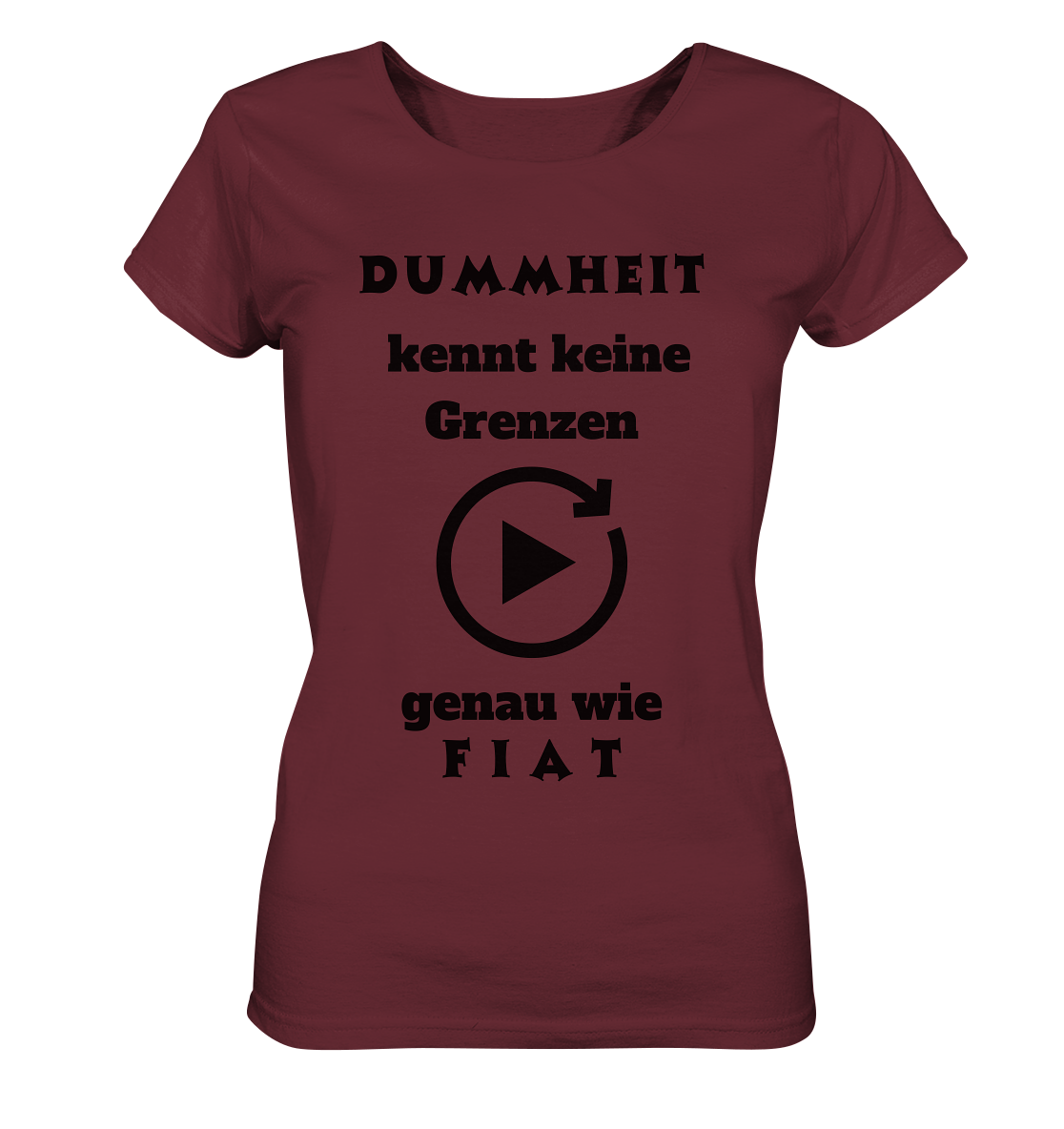 DUMMHEIT KENNT KEINE GRENZEN - GENAU WIE FIAT (ENDLOS-PLAYBUTTON) - Ladies Collection 21% Rabatt bis zum Halving 2024) - Ladies Organic Basic Shirt