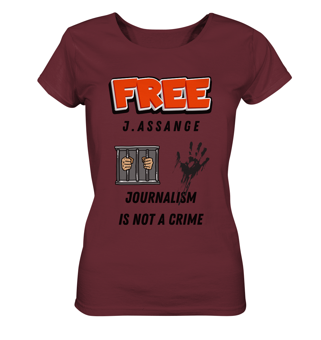 FREE J. ASSANGE - JOURNALISM IS NOT CRIME (2 Grafiken) - Ladies Collection 21% Rabatt bis zum Halving 2024) - Ladies Organic Basic Shirt