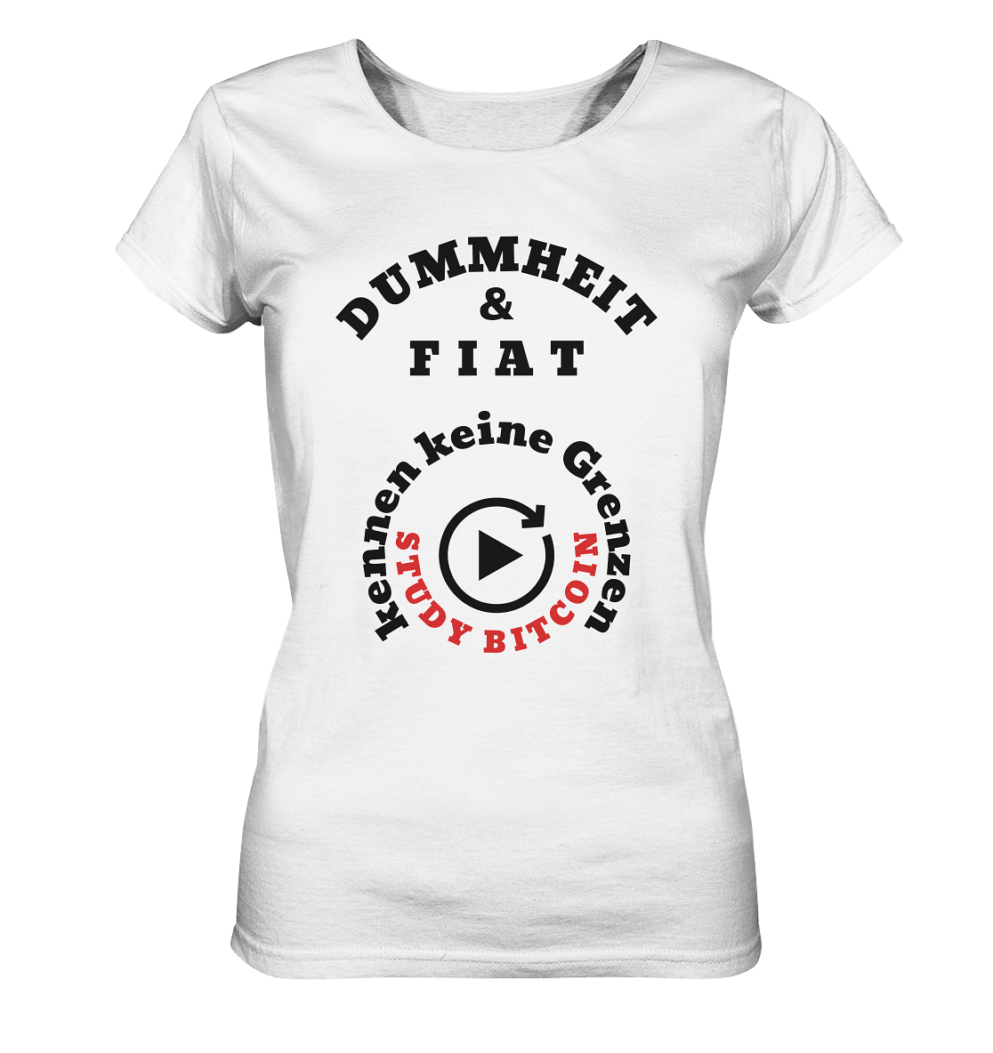 DUMMHEIT & FIAT kennen keine Grenzen - STUDY BITCOIN (rund in rund) # ENDLOS-PLAYBUTTON - Ladies Collection 21% Rabatt bis zum Halving 2024  - Ladies Organic Basic Shirt