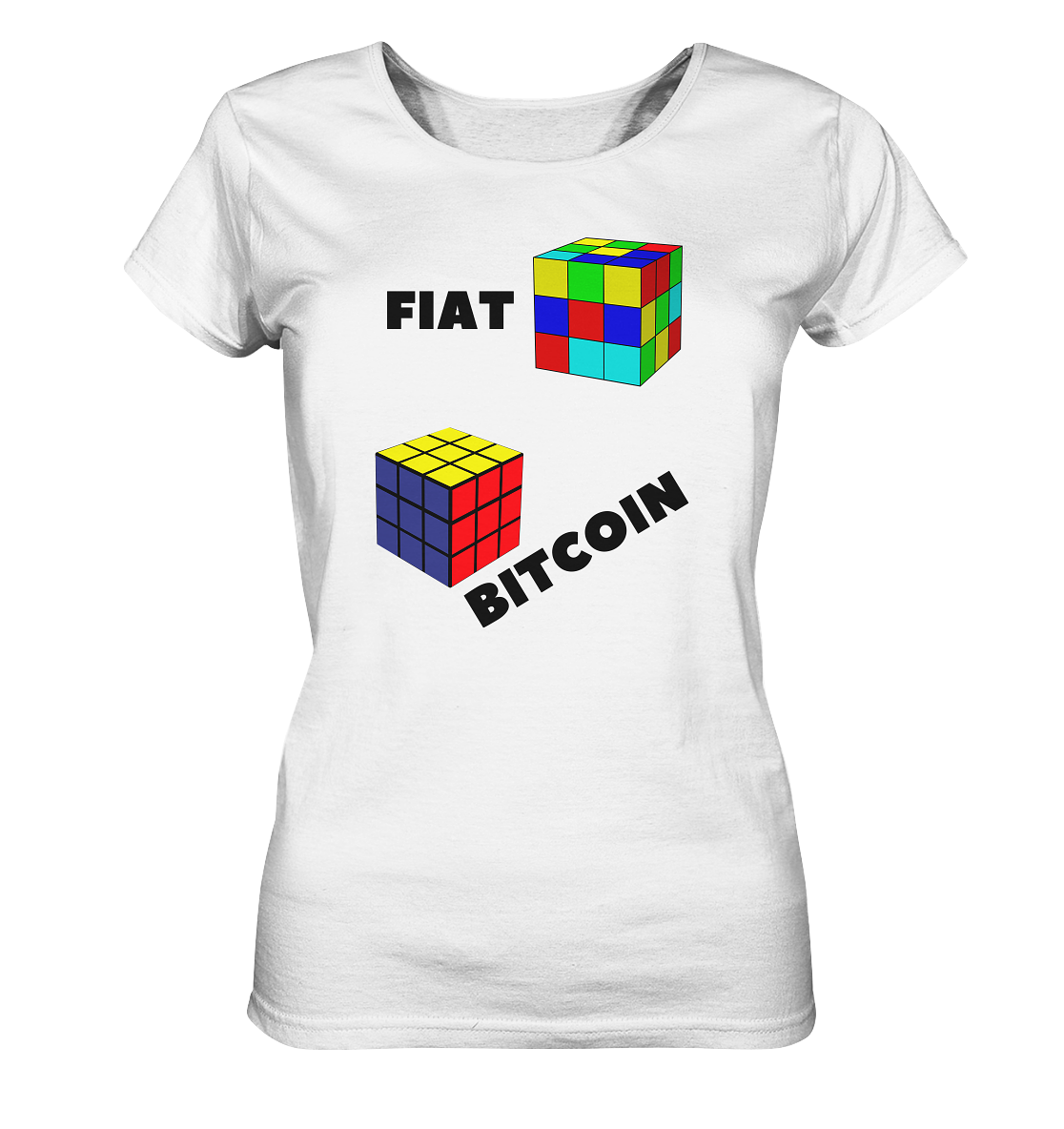 FIAT Cube Bitcoin Cube (Ladies Collection 21% Rabatt bis zum Halving 2024)   - Ladies Organic Basic Shirt