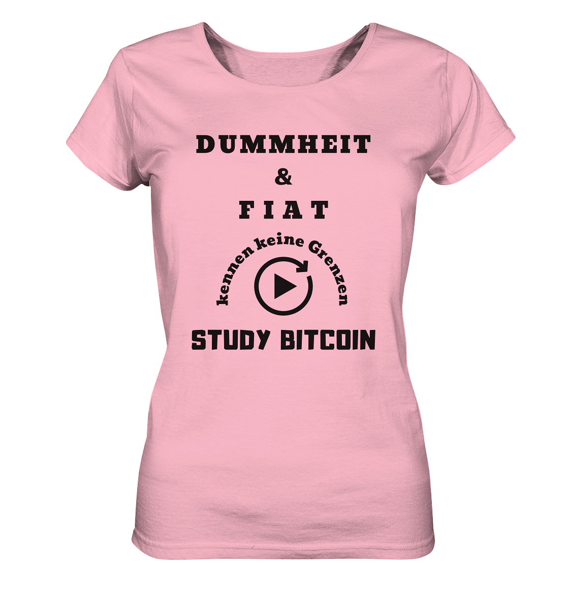 DUMMHEIT UND FIAT KENNEN KEINE GRENZEN - STUDY BITCOIN (ENDLOS-PLAYBUTTON) - Ladies Collection 21% Rabatt bis zum Halving 2024 - Ladies Organic Basic Shirt
