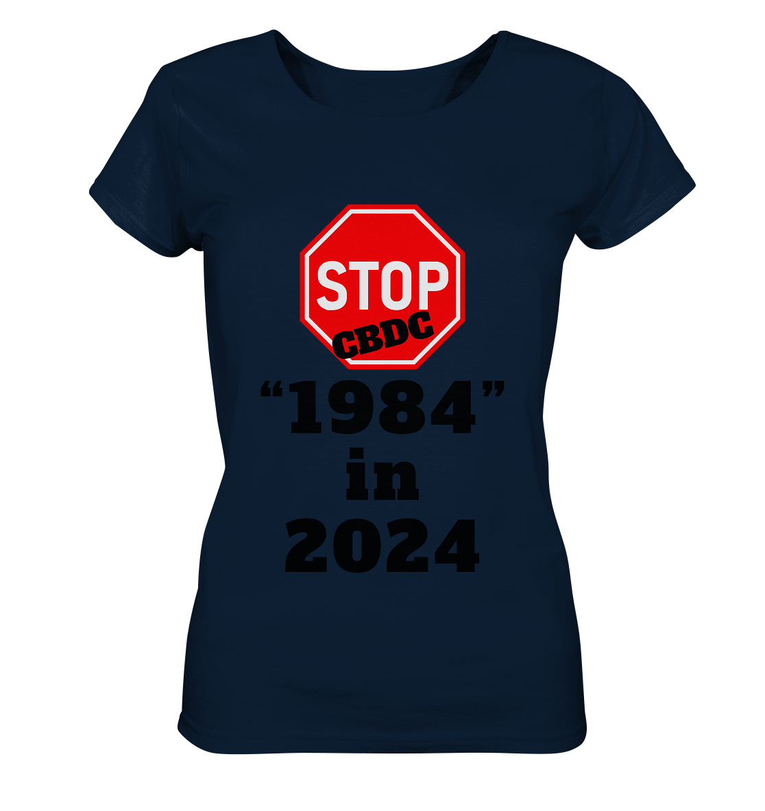 STOP CBDC "1984" in 2024 - LADIES COLLECTION 21% automat. Rabatt bis zum Halving 2024  - Ladies Organic Shirt