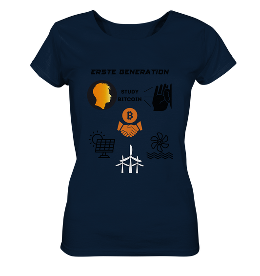 ERSTE (BITCOIN) GENERATION - STUDY BITCOIN (3 grüne Energie Grafiken) - LADIES COLLECTION 21% automat. Rabatt bis zum Halving 2024   - Ladies Organic Shirt