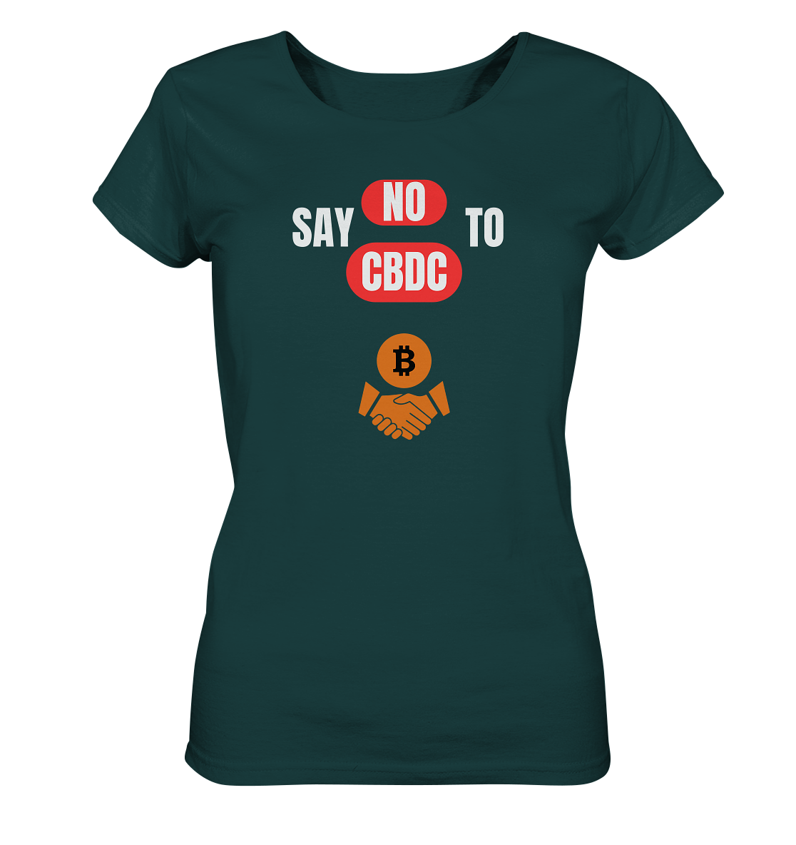 SAY NO TO CBDC - DEFIANCE handshake (Ladies Collection 21% Rabatt bis zum Halving 2024) - Ladies Organic Shirt