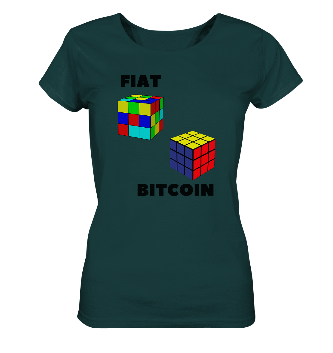 FIAT Cube & BITCOIN Cube - gerade Variante (Ladies Collection 21% Rabatt bis zum Halving 2024)    - Ladies Organic Shirt