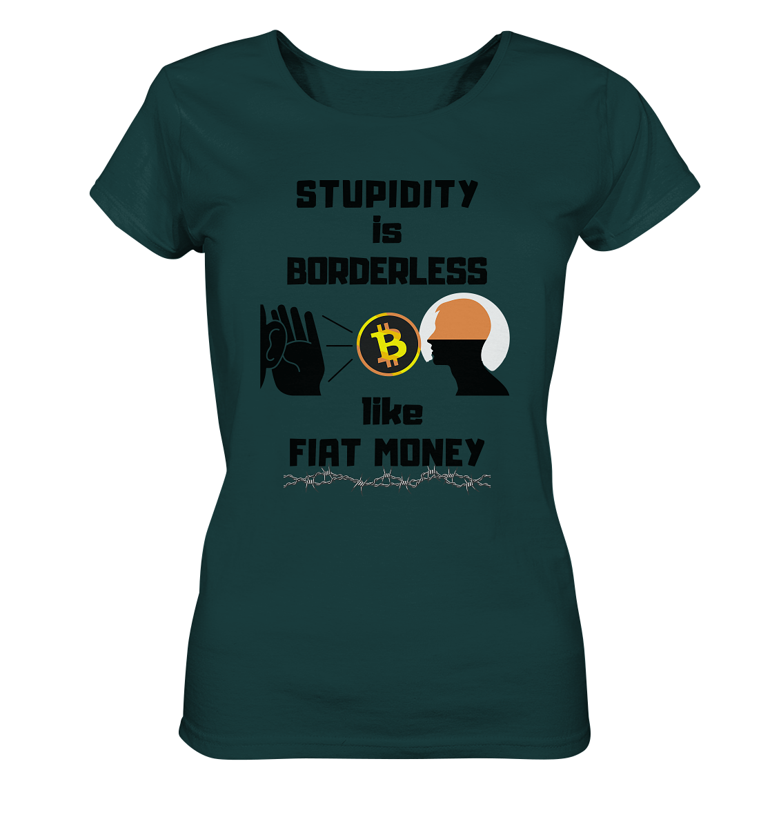 STUPIDITY is BORDERLESS like FIAT MONEY (Flüstern - BTC - Lauschen-Grafik) # Ladies Collection 21% Rabatt bis zum Halving 2024 - Ladies Organic Shirt
