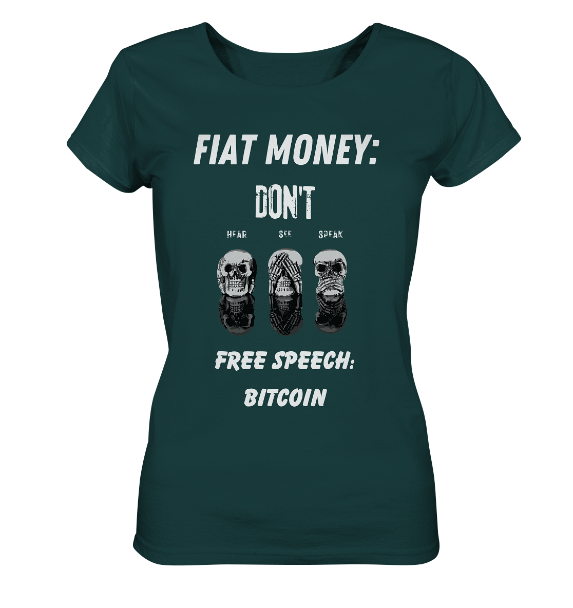 FIAT MONEY: DON´T HEAR, SEE, SPEAK - FREE SPEECH: BITCOIN  (Ladies Collection 21% Rabatt bis zum Halving 2024)  - Ladies Organic Shirt