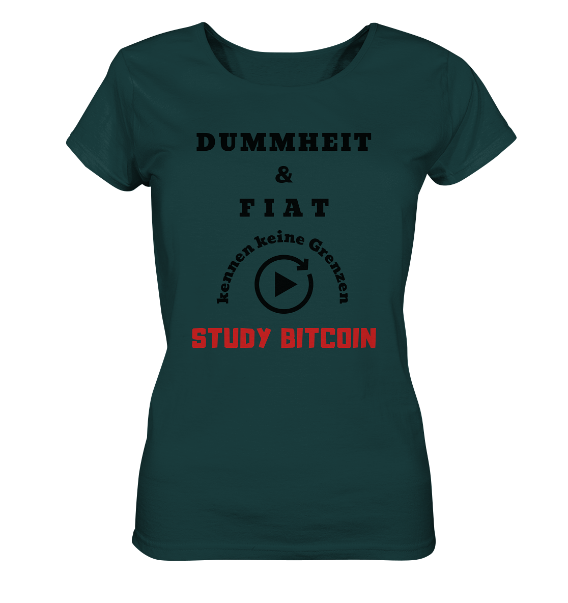 DUMMHEIT UND FIAT KENNEN KEINE GRENZEN - STUDY BITCOIN (ROT) # ENDLOS-PLAYBUTTON - Ladies Collection 21% Rabatt bis zum Halving 2024 - Ladies Organic Shirt