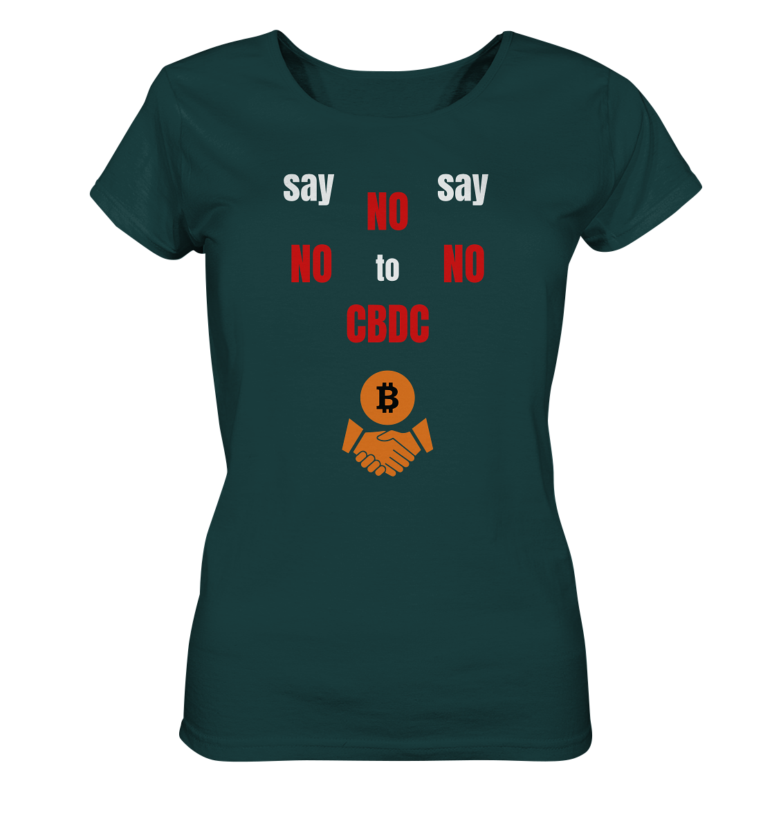 SAY NO NO NO to CBDC - (Ladies Collection 21% Rabatt bis zum Halving 2024) - Ladies Organic Shirt