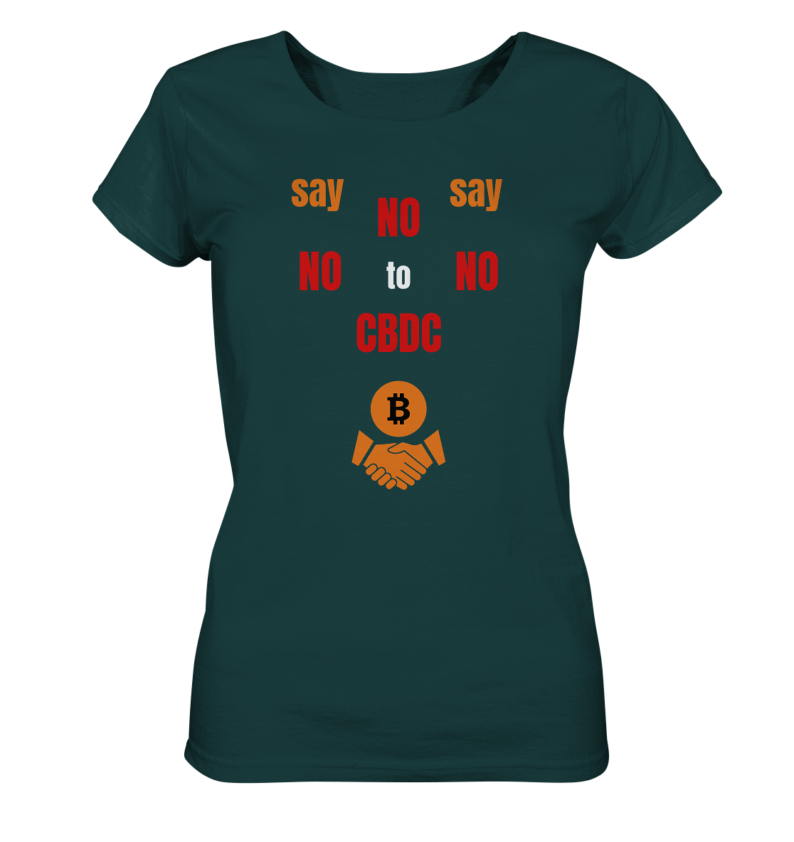 say NO NO NO to CBDC - orange / weiss / rot (Ladies Collection 21% Rabatt bis zum Halving 2024) - Ladies Organic Shirt