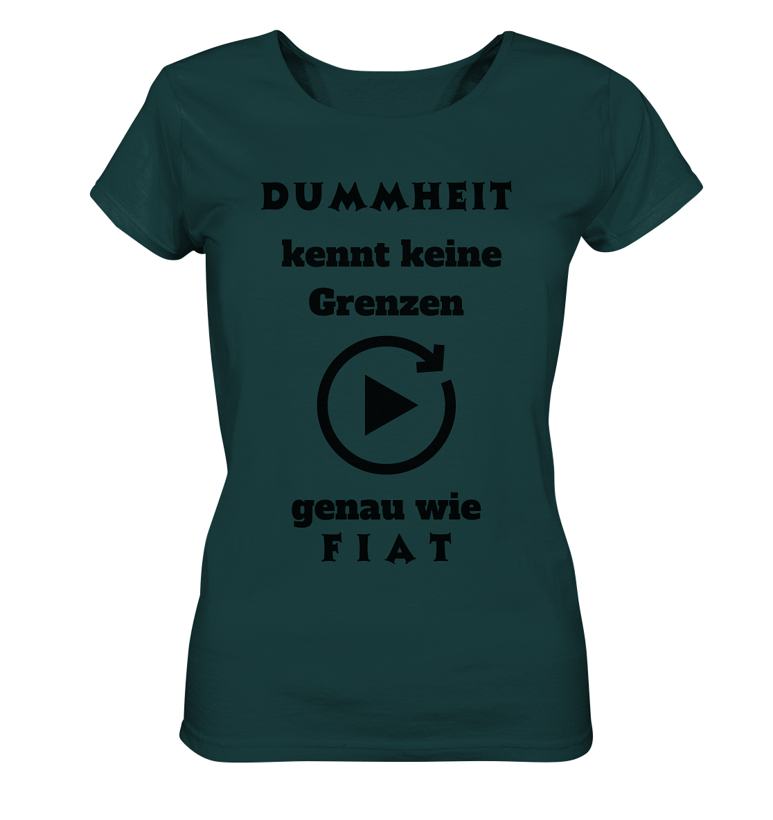 DUMMHEIT KENNT KEINE GRENZEN - GENAU WIE FIAT (ENDLOS-PLAYBUTTON) - Ladies Collection 21% Rabatt bis zum Halving 2024) - Ladies Organic Shirt