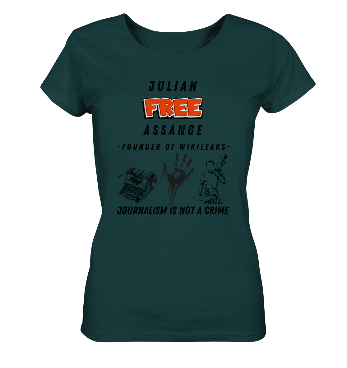 FREE JULIAN ASSANGE - FOUNDER OF WIKILEAKS - JOURNALISM IS NOT A CRIME (3 Grafiken) - Ladies Collection 21% Rabatt bis zum Halving 2024) - Ladies Organic Shirt