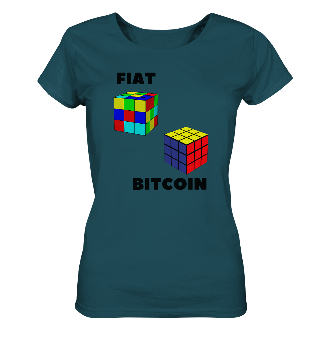 FIAT Cube & BITCOIN Cube - gerade Variante (Ladies Collection 21% Rabatt bis zum Halving 2024)    - Ladies Organic Shirt