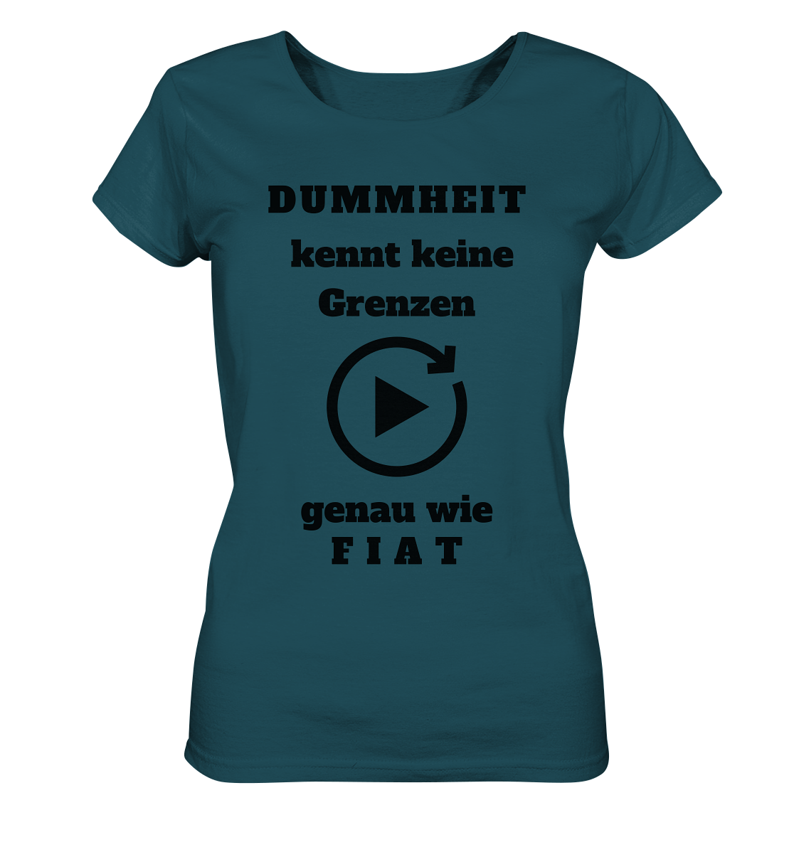 DUMMHEIT KENNT KEINE GRENZEN - GENAU WIE FIAT (ENDLOS-PLAYBUTTON) # einheitliche Schrift # Ladies Collection 21% Rabatt bis zum Halving 2024  - Ladies Organic Shirt