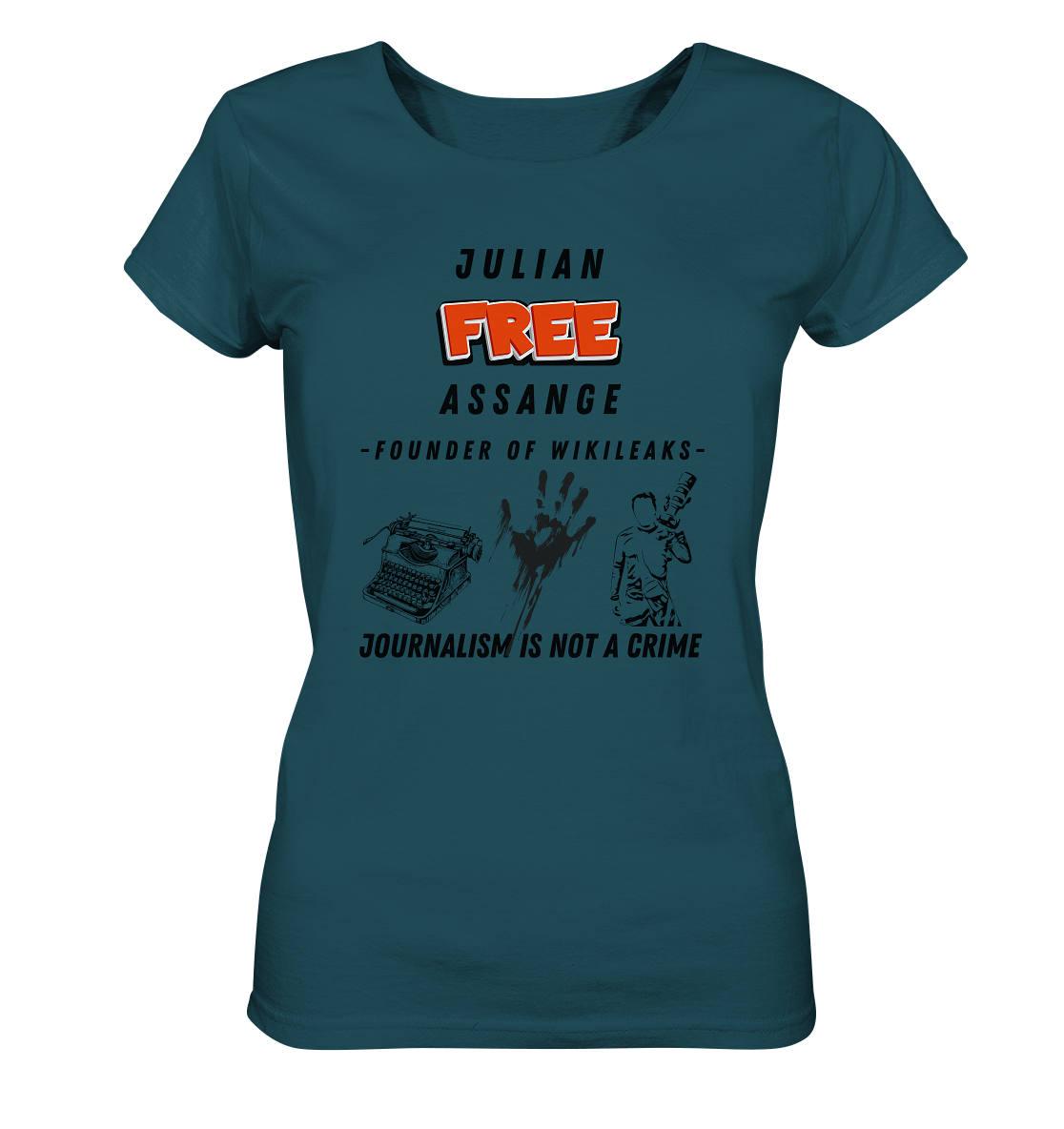 FREE JULIAN ASSANGE - FOUNDER OF WIKILEAKS - JOURNALISM IS NOT A CRIME (3 Grafiken) - Ladies Collection 21% Rabatt bis zum Halving 2024) - Ladies Organic Shirt