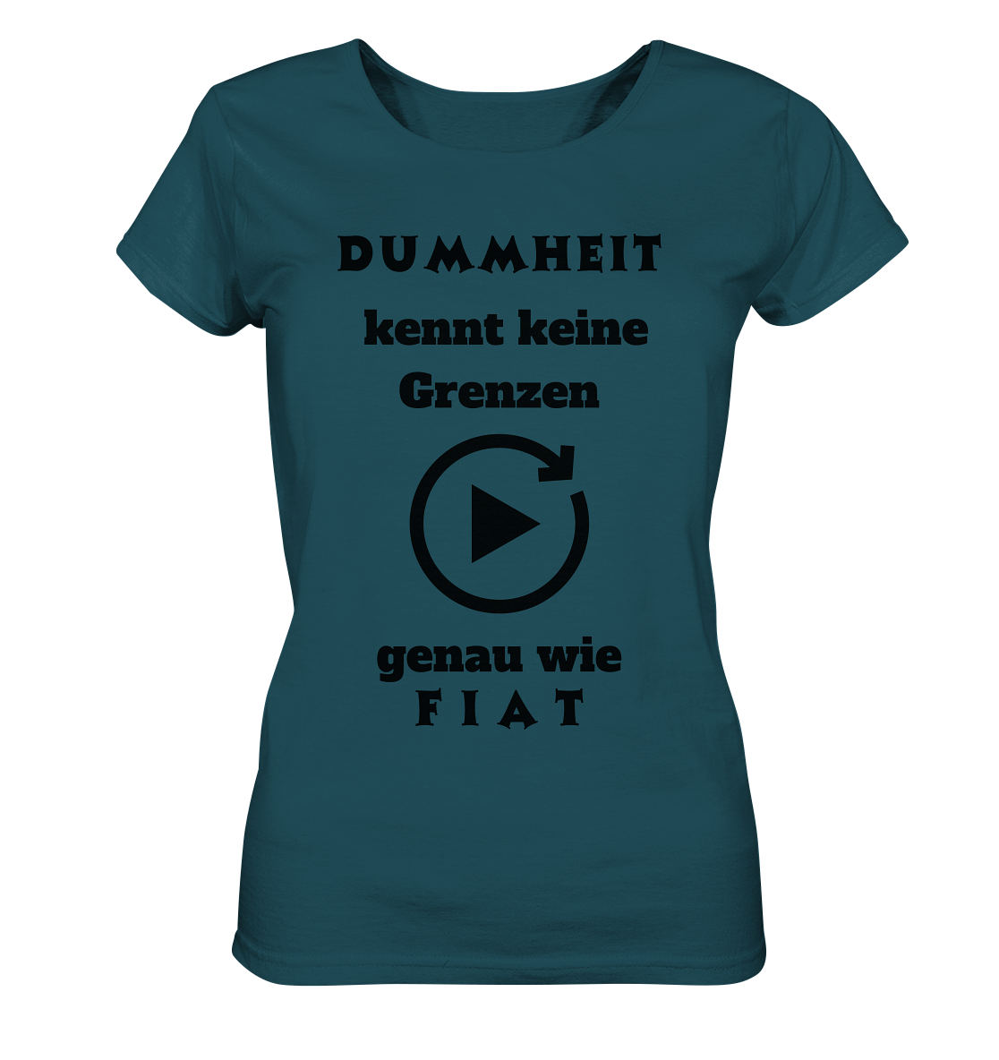 DUMMHEIT KENNT KEINE GRENZEN - GENAU WIE FIAT (ENDLOS-PLAYBUTTON) - Ladies Collection 21% Rabatt bis zum Halving 2024) - Ladies Organic Shirt