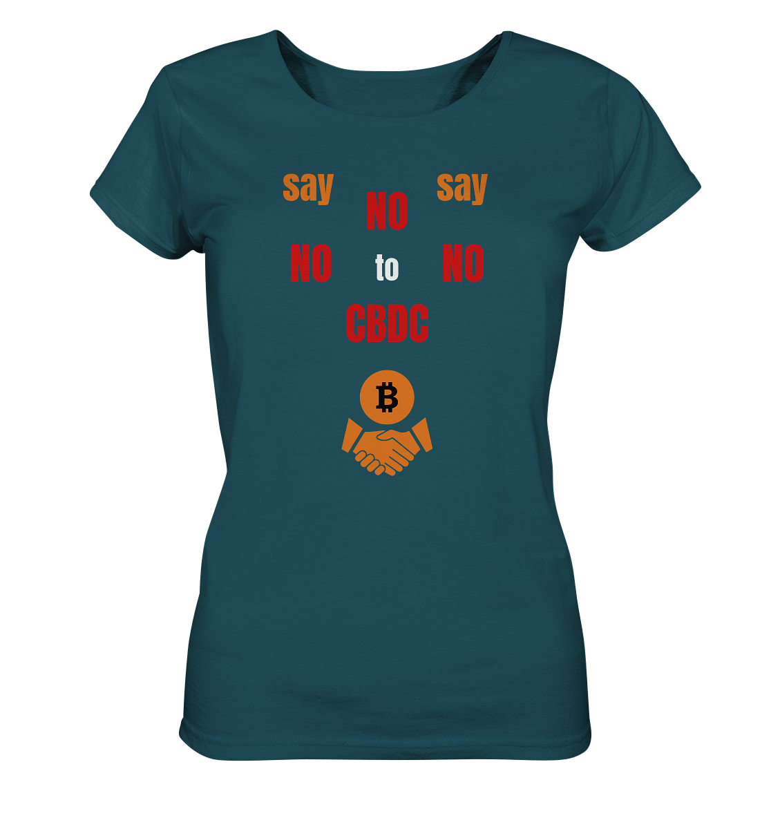 say NO NO NO to CBDC - orange / weiss / rot (Ladies Collection 21% Rabatt bis zum Halving 2024) - Ladies Organic Shirt