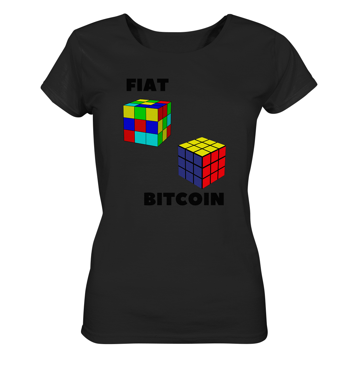 FIAT Cube & BITCOIN Cube - gerade Variante (Ladies Collection 21% Rabatt bis zum Halving 2024)    - Ladies Organic Shirt