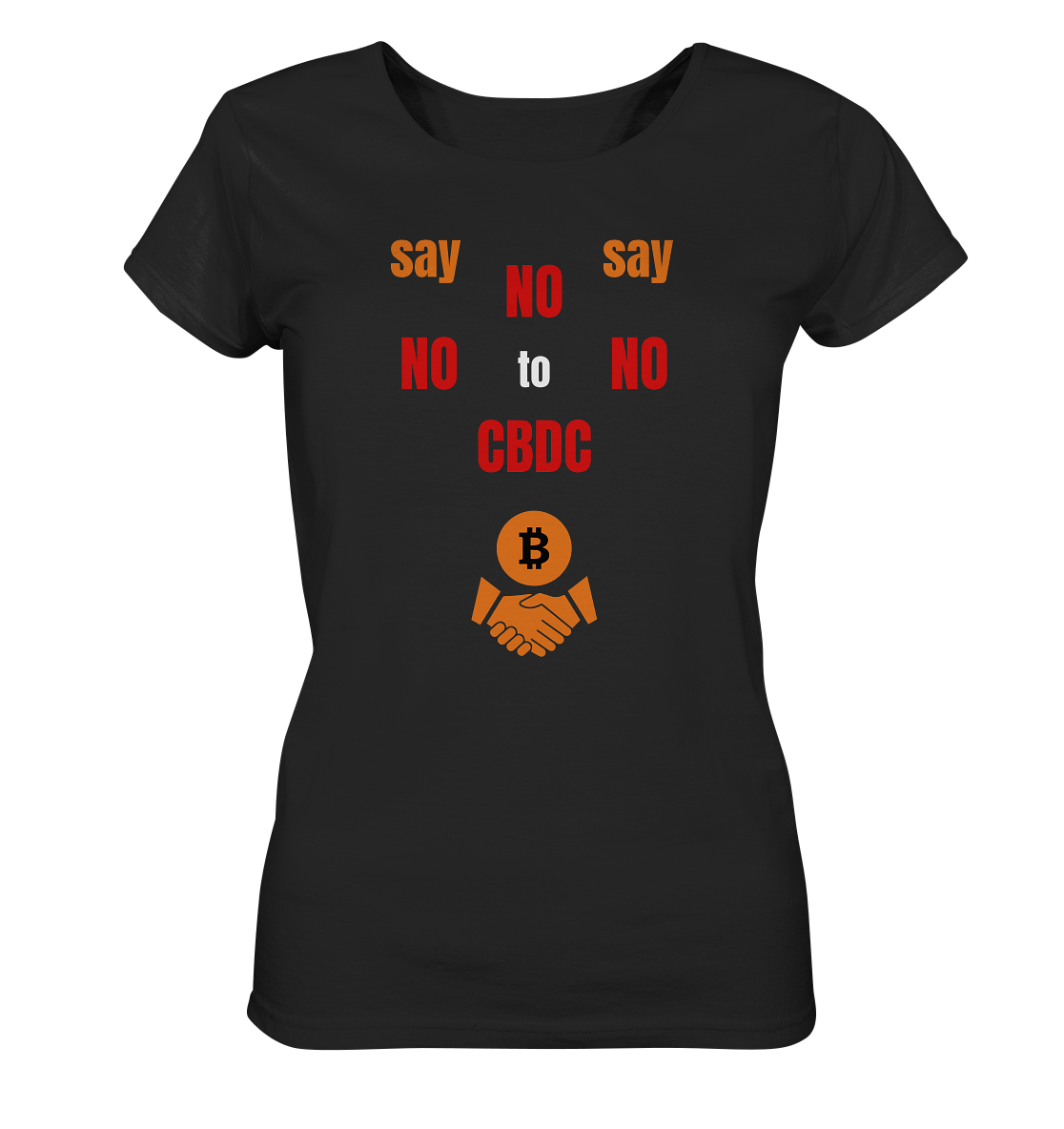 say NO NO NO to CBDC - orange / weiss / rot (Ladies Collection 21% Rabatt bis zum Halving 2024) - Ladies Organic Shirt