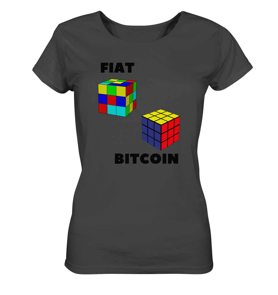 FIAT Cube & BITCOIN Cube - gerade Variante (Ladies Collection 21% Rabatt bis zum Halving 2024)    - Ladies Organic Shirt