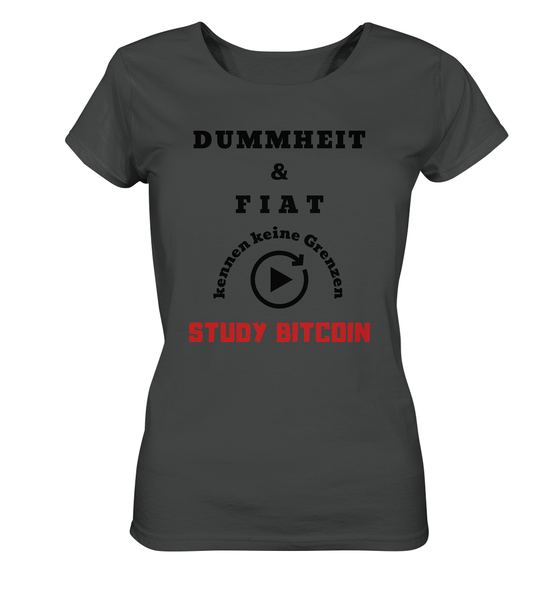 DUMMHEIT UND FIAT KENNEN KEINE GRENZEN - STUDY BITCOIN (ROT) # ENDLOS-PLAYBUTTON - Ladies Collection 21% Rabatt bis zum Halving 2024 - Ladies Organic Shirt