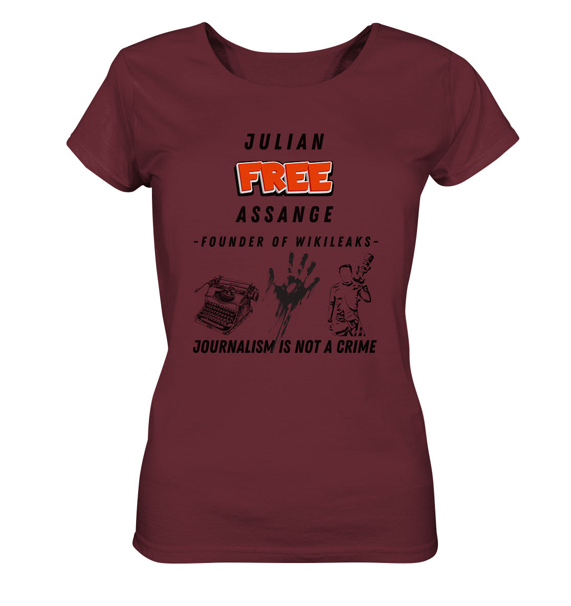 FREE JULIAN ASSANGE - FOUNDER OF WIKILEAKS - JOURNALISM IS NOT A CRIME (3 Grafiken) - Ladies Collection 21% Rabatt bis zum Halving 2024) - Ladies Organic Shirt
