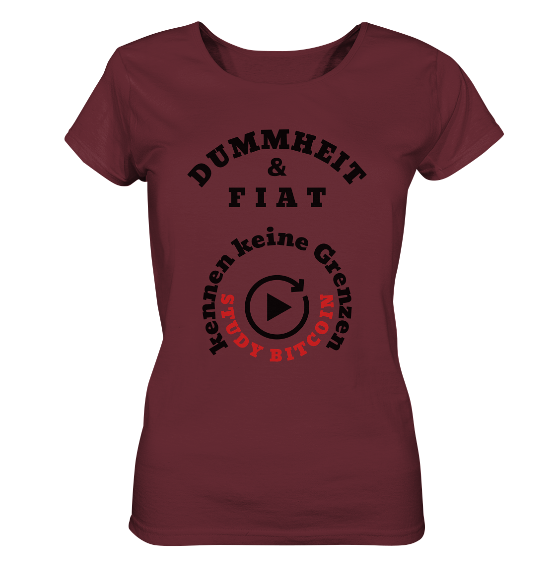 DUMMHEIT & FIAT kennen keine Grenzen - STUDY BITCOIN (rund in rund) # ENDLOS-PLAYBUTTON - Ladies Collection 21% Rabatt bis zum Halving 2024  - Ladies Organic Shirt