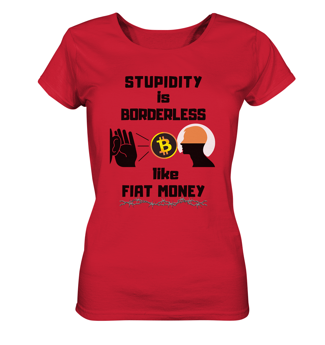 STUPIDITY is BORDERLESS like FIAT MONEY (Flüstern - BTC - Lauschen-Grafik) # Ladies Collection 21% Rabatt bis zum Halving 2024 - Ladies Organic Shirt