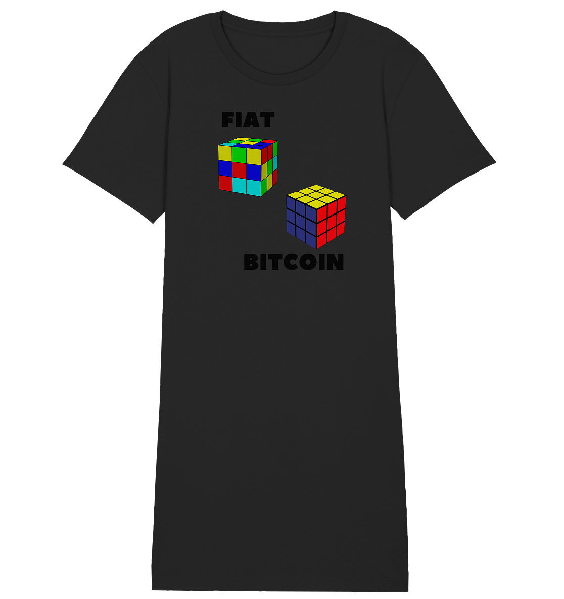 FIAT Cube & BITCOIN Cube - gerade Variante (Ladies Collection 21% Rabatt bis zum Halving 2024)    - Ladies Organic Shirt Dress