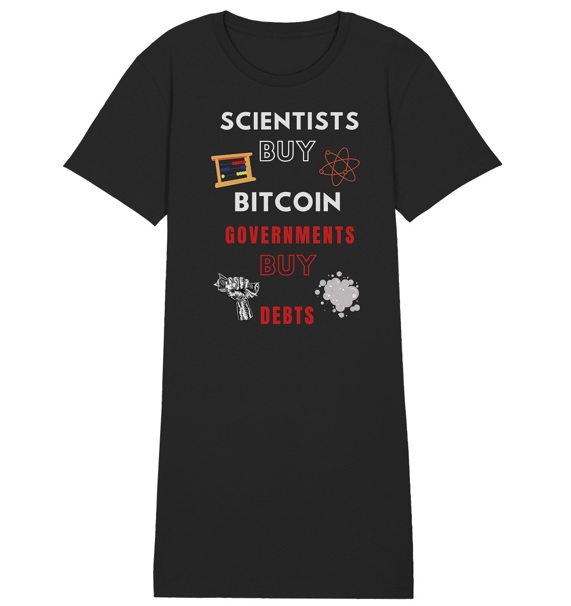 SCIENTIST BUY BITCOIN; GOVERNMENTS BUY DEBTS (Ladies Collection 21% Rabatt bis zum Halving 2024)  - Ladies Organic Shirt Dress