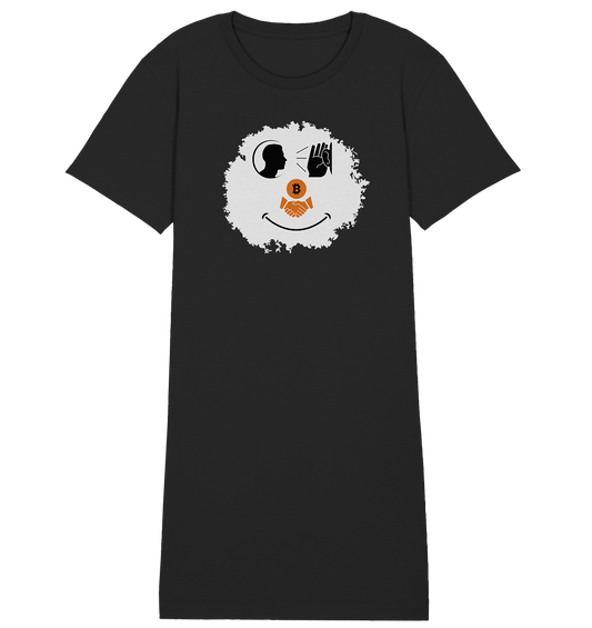 Smiley listen to Bitcoin handshake - (Ladies Collection 21% Rabatt bis zum Halving 2024)  - Ladies Organic Shirt Dress