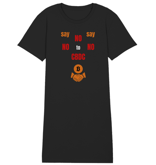 say NO NO NO to CBDC - orange / weiss / rot (Ladies Collection 21% Rabatt bis zum Halving 2024) - Ladies Organic Shirt Dress