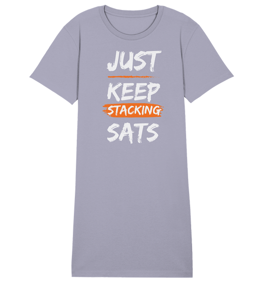 JUST KEEP STACKING SATS - LADIES COLLECTION 21% automat. Rabatt bis zum Halving 2024   - Ladies Organic Shirt Dress