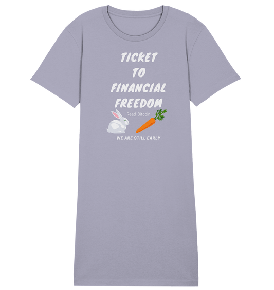 TICKET TO FINANCIAL FREEDOM (Bunny/Carrot Version) Read Bitcoin - We are still early - LADIES COLLECTION 21% automat. Rabatt bis zum Halving 2024  - Ladies Organic Shirt Dress