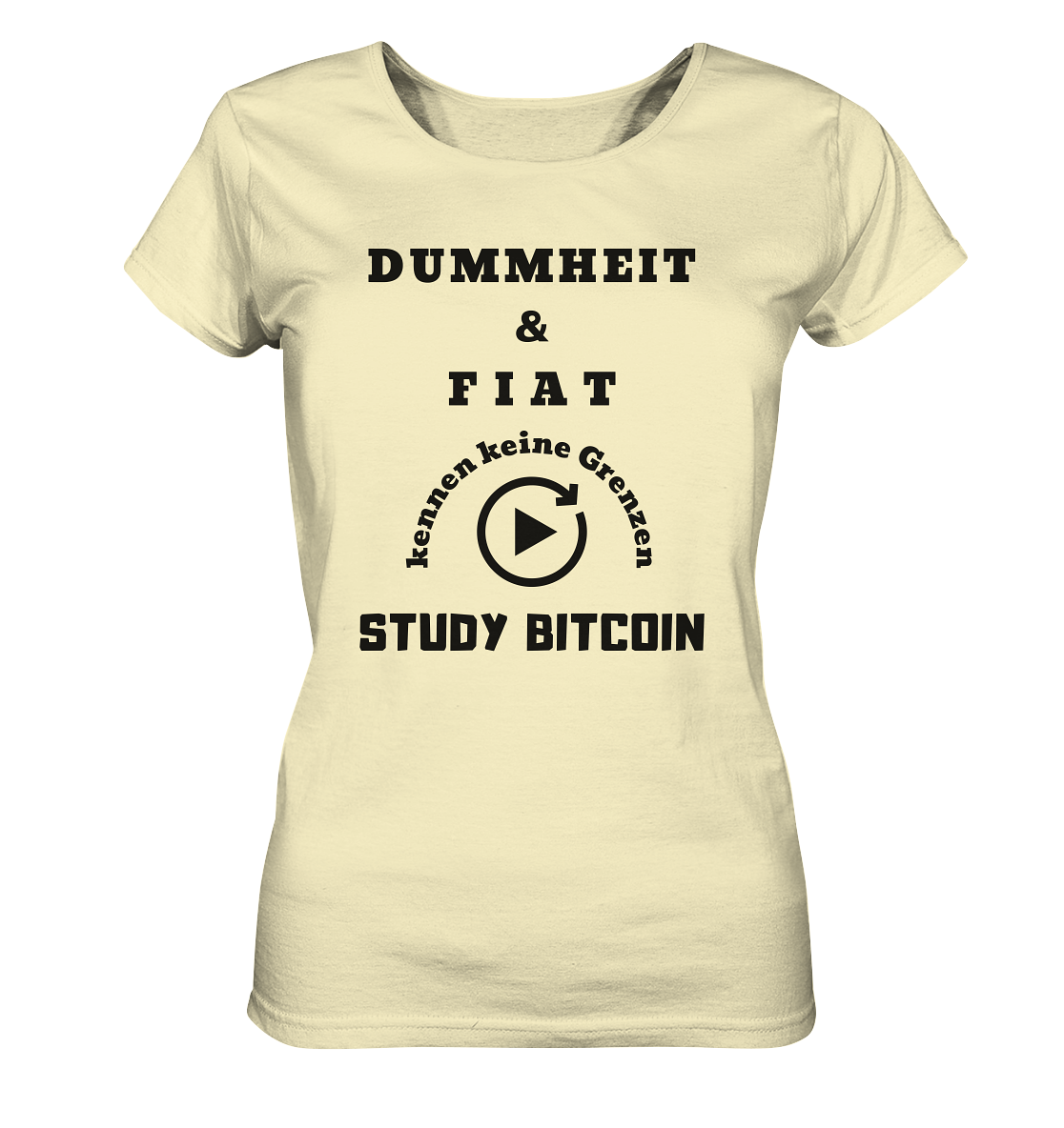 DUMMHEIT UND FIAT KENNEN KEINE GRENZEN - STUDY BITCOIN (ENDLOS-PLAYBUTTON) - Ladies Collection 21% Rabatt bis zum Halving 2024 - Ladies Organic Shirt