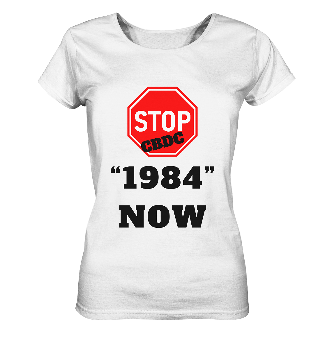 STOP CBDC "1984" NOW - LADIES COLLECTION 21% automat. Rabatt bis zum Halving 2024  - Ladies Organic Shirt