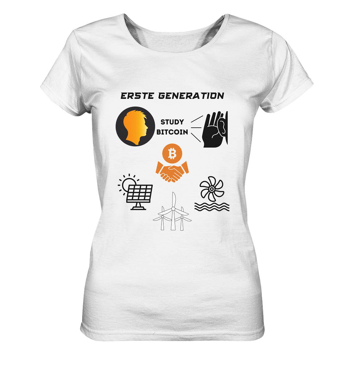 ERSTE (BITCOIN) GENERATION - STUDY BITCOIN (3 grüne Energie Grafiken) - LADIES COLLECTION 21% automat. Rabatt bis zum Halving 2024   - Ladies Organic Shirt