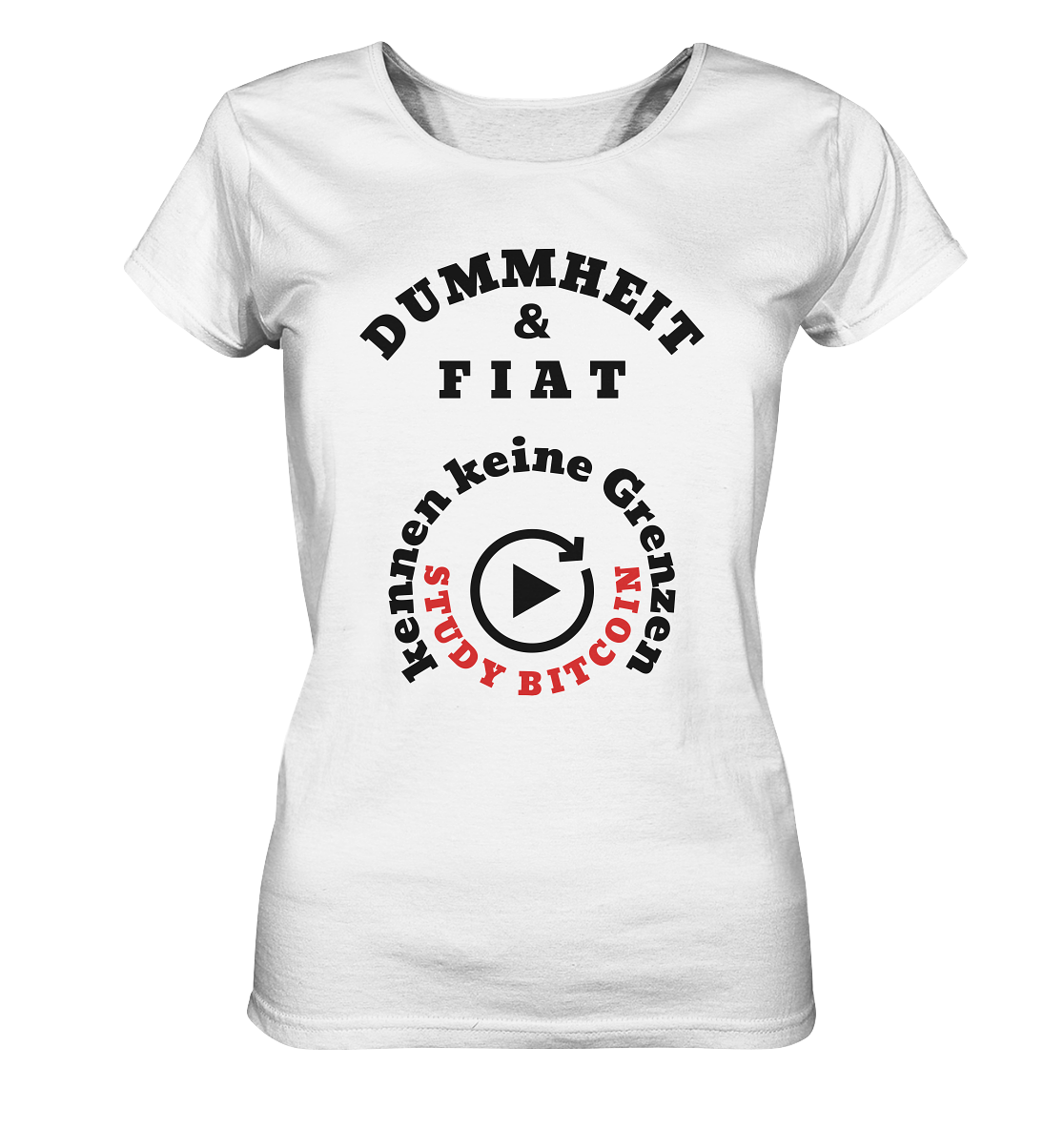 DUMMHEIT & FIAT kennen keine Grenzen - STUDY BITCOIN (rund in rund) # ENDLOS-PLAYBUTTON - Ladies Collection 21% Rabatt bis zum Halving 2024  - Ladies Organic Shirt