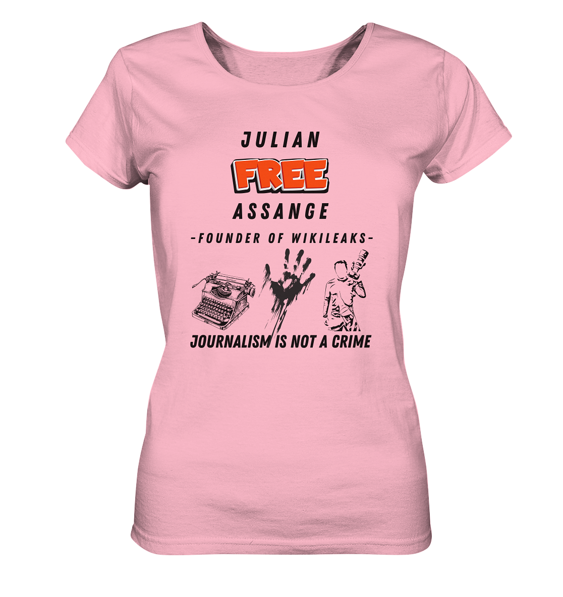 FREE JULIAN ASSANGE - FOUNDER OF WIKILEAKS - JOURNALISM IS NOT A CRIME (3 Grafiken) - Ladies Collection 21% Rabatt bis zum Halving 2024) - Ladies Organic Shirt