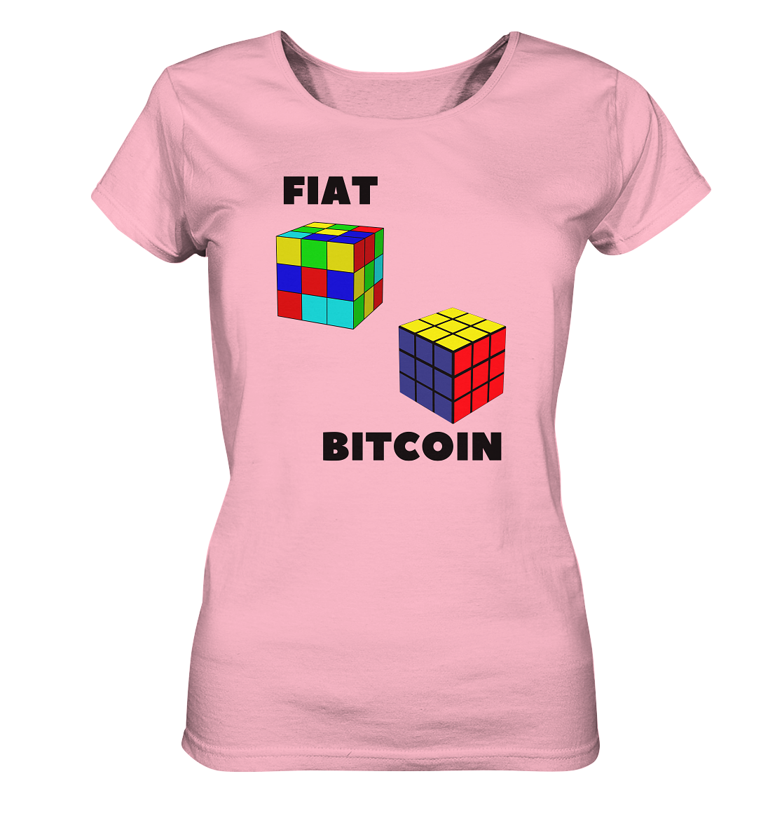 FIAT Cube & BITCOIN Cube - gerade Variante (Ladies Collection 21% Rabatt bis zum Halving 2024)    - Ladies Organic Shirt