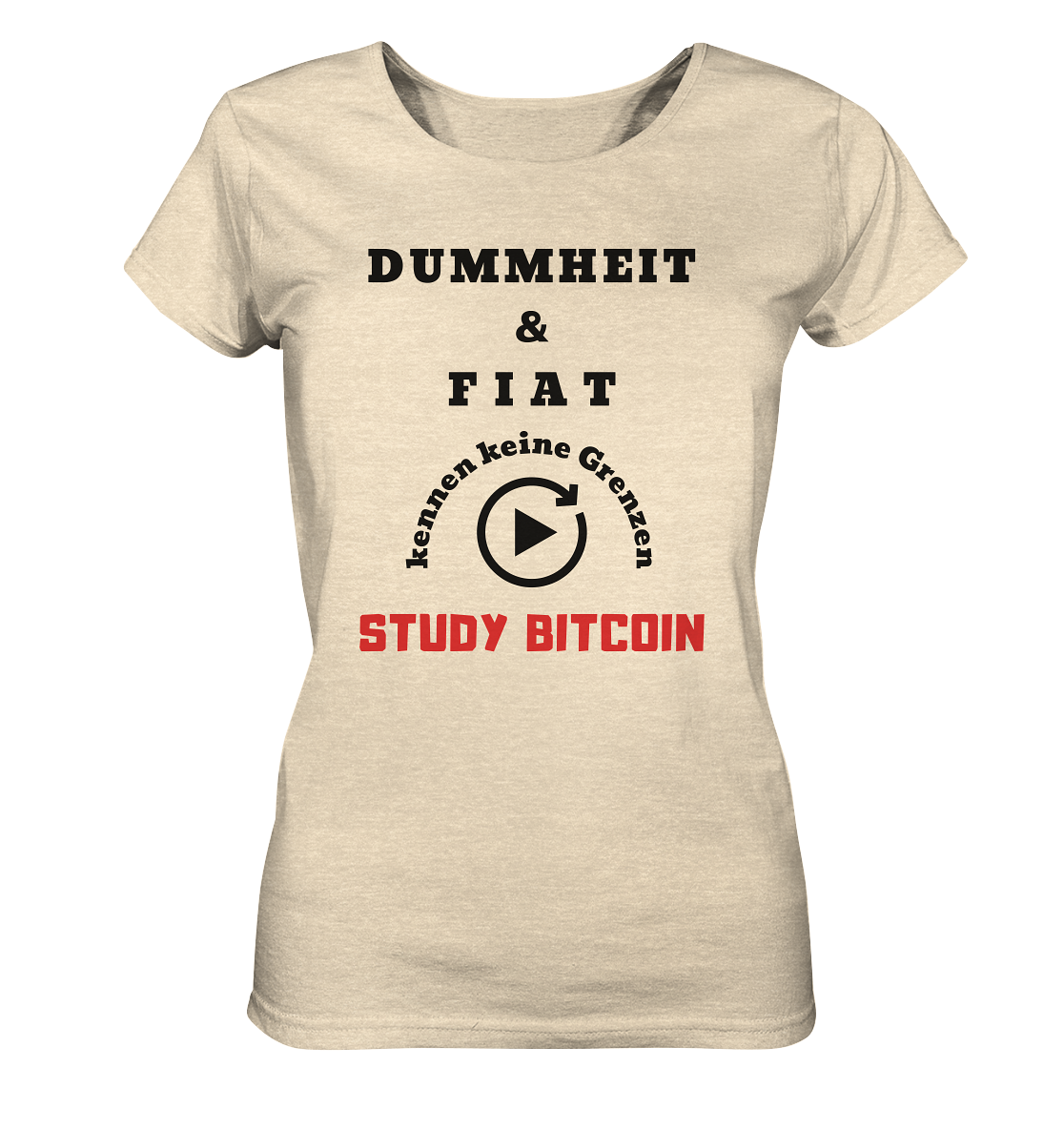 DUMMHEIT UND FIAT KENNEN KEINE GRENZEN - STUDY BITCOIN (ROT) # ENDLOS-PLAYBUTTON - Ladies Collection 21% Rabatt bis zum Halving 2024 - Ladies Organic Shirt