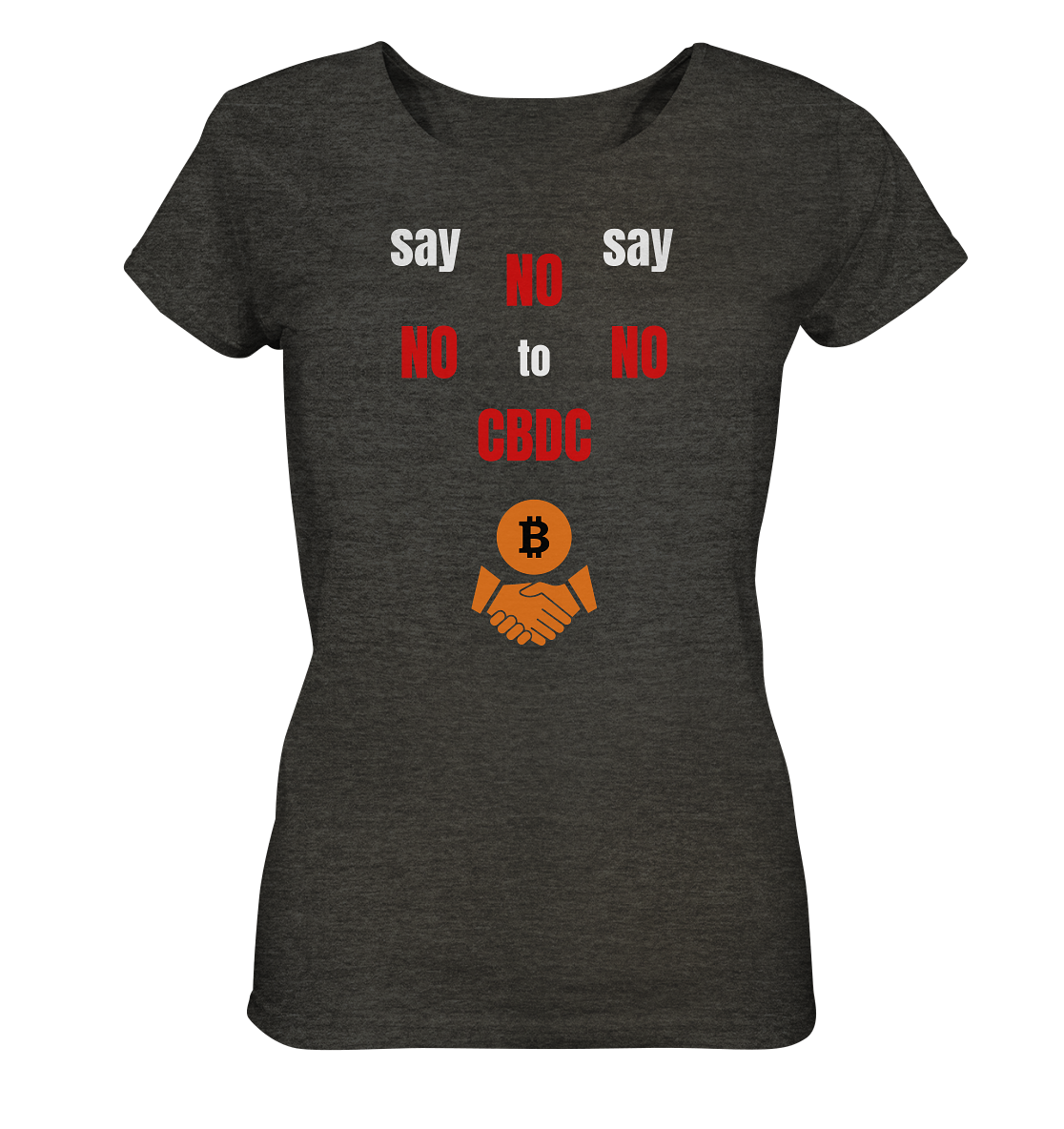 SAY NO NO NO to CBDC - (Ladies Collection 21% Rabatt bis zum Halving 2024) - Ladies Organic Shirt (meliert)