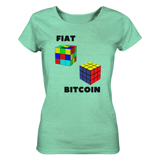 FIAT Cube & BITCOIN Cube - gerade Variante (Ladies Collection 21% Rabatt bis zum Halving 2024)    - Ladies Organic Shirt (meliert)