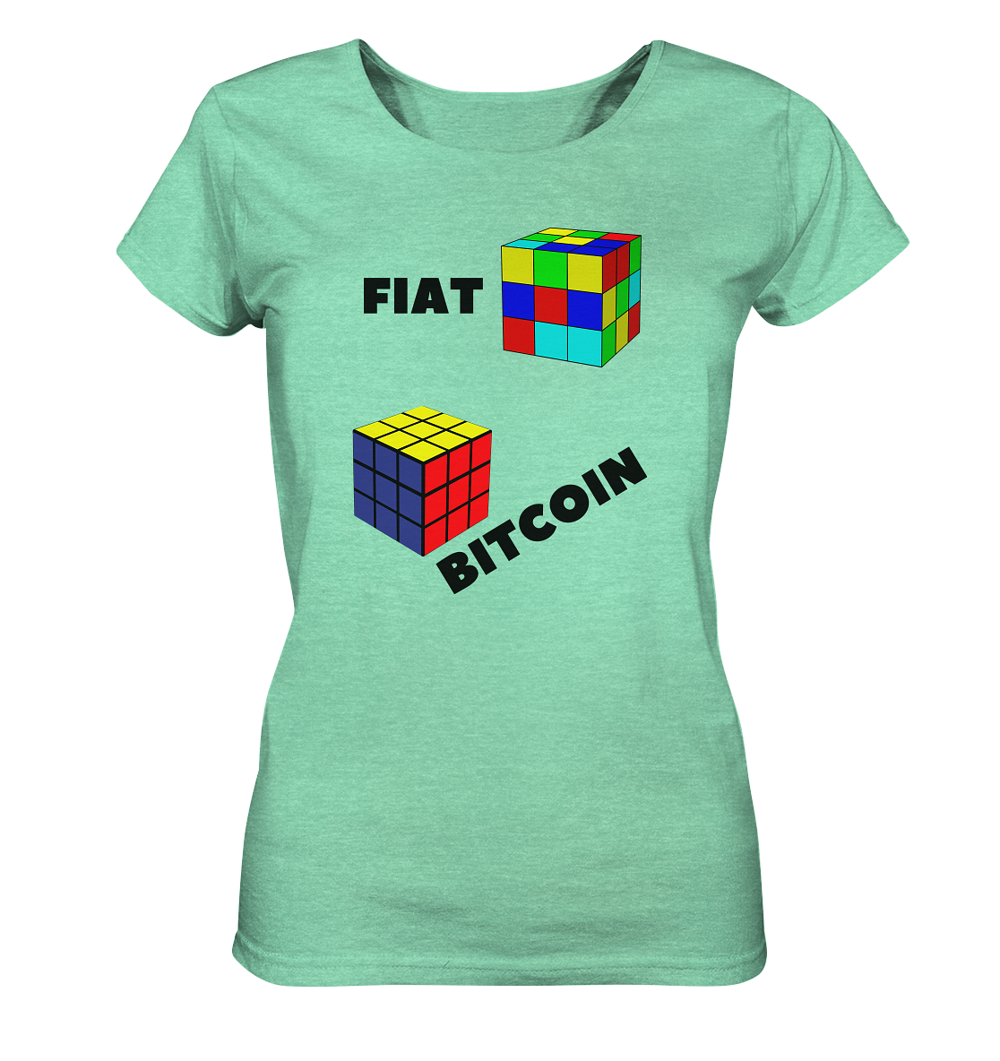 FIAT Cube Bitcoin Cube (Ladies Collection 21% Rabatt bis zum Halving 2024)   - Ladies Organic Shirt (meliert)