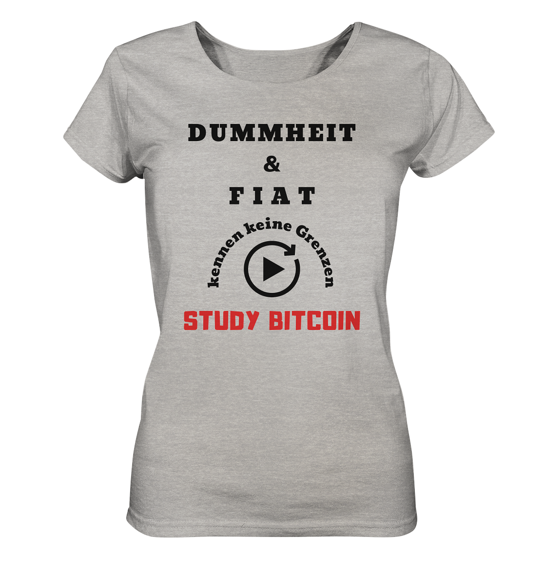DUMMHEIT UND FIAT KENNEN KEINE GRENZEN - STUDY BITCOIN (ROT) # ENDLOS-PLAYBUTTON - Ladies Collection 21% Rabatt bis zum Halving 2024 - Ladies Organic Shirt (meliert)